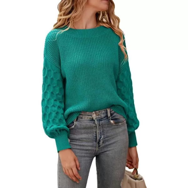 imagePRETTYGARDEN Womens 2024 Winter Pullover Sweater Casual Long Sleeve Crewneck Loose Chunky Knit Jumper Tops BlouseGreen