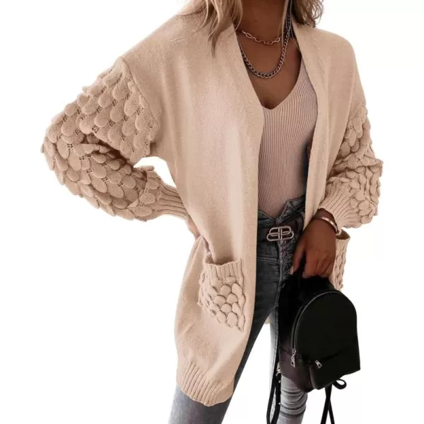 imagePRETTYGARDEN Womens Cardigan Sweaters Fall Clothes Open Front Cable Knit Oversized Winter Coats OuterwearBeige