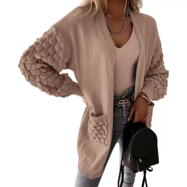 imagePRETTYGARDEN Womens Cardigan Sweaters Fall Clothes Open Front Cable Knit Oversized Winter Coats OuterwearKhaki