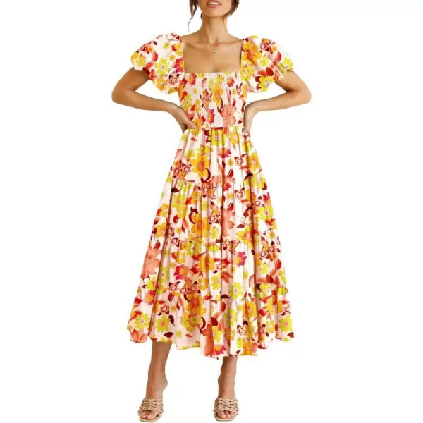 Floral Orange Red