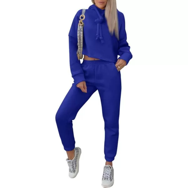 imagePRETTYGARDEN Womens Fall Two Piece Outfits Sweatsuits Set Long Sleeve Hoodies Sweatshirt Pullover Sweatpants Y2K TracksuitsRoyal Blue