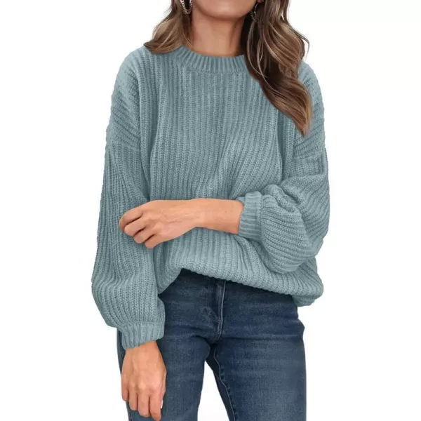 imagePRETTYGARDEN Womens Fashion Sweater Long Sleeve Casual Ribbed Knit Winter Clothes Pullover Sweaters Blouse TopBlue
