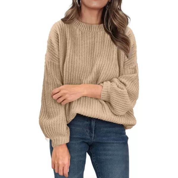 imagePRETTYGARDEN Womens Fashion Sweater Long Sleeve Casual Ribbed Knit Winter Clothes Pullover Sweaters Blouse TopCamel