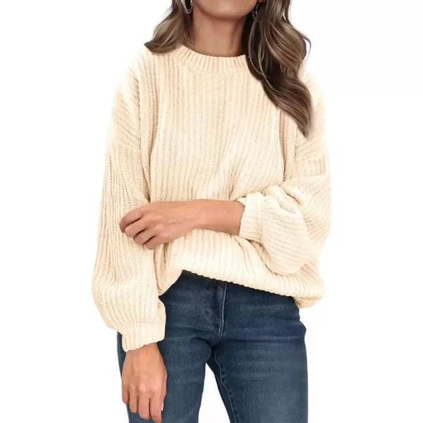 imagePRETTYGARDEN Womens Fashion Sweater Long Sleeve Casual Ribbed Knit Winter Clothes Pullover Sweaters Blouse TopLight Apricot