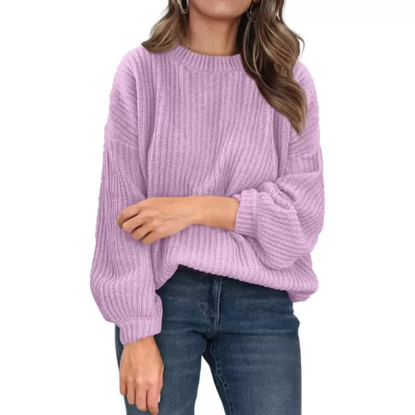 imagePRETTYGARDEN Womens Fashion Sweater Long Sleeve Casual Ribbed Knit Winter Clothes Pullover Sweaters Blouse TopPurple