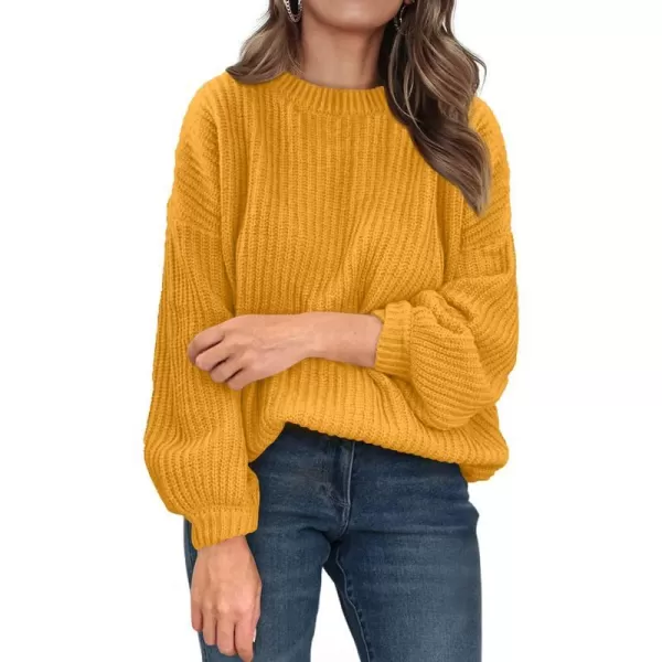 imagePRETTYGARDEN Womens Fashion Sweater Long Sleeve Casual Ribbed Knit Winter Clothes Pullover Sweaters Blouse TopTurmeric