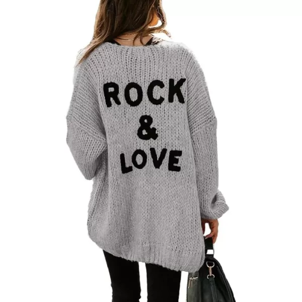 imagePRETTYGARDEN Womens Long Sleeve Open Front Knit Cardigans Sweaters Soft Loose Draped Coat OuterwearGrey