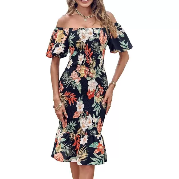 Floral Black Red