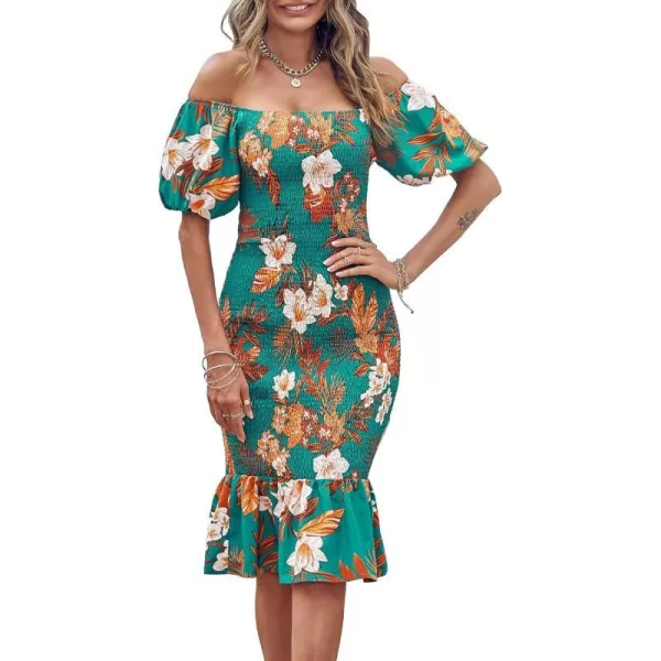 Floral Green Orange