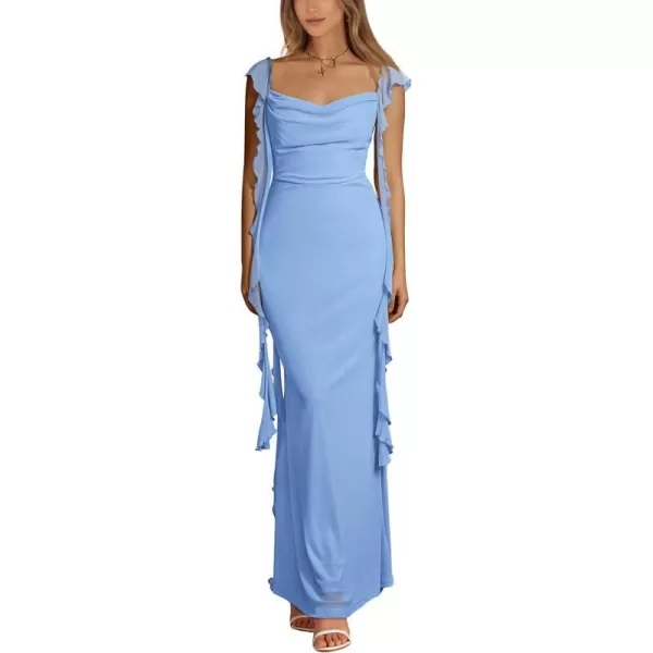 imagePRETTYGARDEN Womens Summer Long Formal Wedding Guest Dress Sleeveless Ruffle Cocktail Party Maxi Bodycon DressesLight Blue