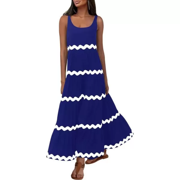imagePRETTYGARDEN Womens Summer Sundresses Sleeveless Scoop Neck Tiered Flowy Beach Vacation Party Long Tank Maxi DressBlue