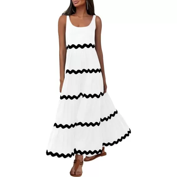 imagePRETTYGARDEN Womens Summer Sundresses Sleeveless Scoop Neck Tiered Flowy Beach Vacation Party Long Tank Maxi DressWhite