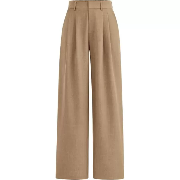 imagePRETTYGARDEN Womens Summer Work Pants Elastic High Waisted Straight Leg Business Casual Dressy Trousers Slacks with PocketsKhaki