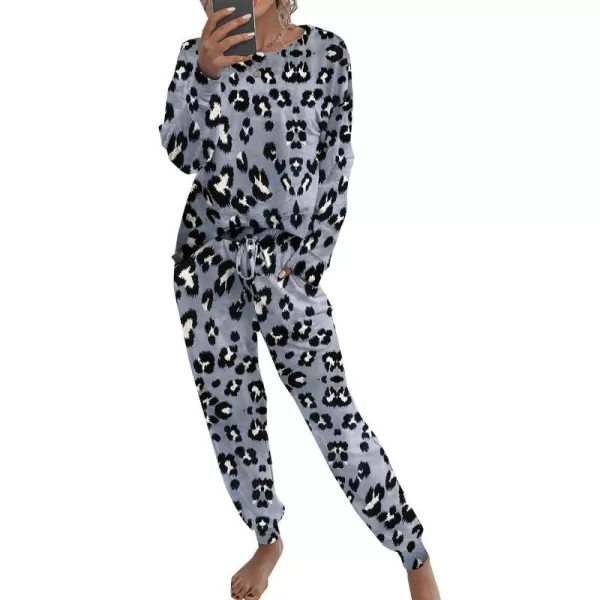 imagePRETTYGARDEN Womens Tie Dye Two Piece Tracksuit Set Long Sleeve Sweatshirt with Long PantsDark Grey