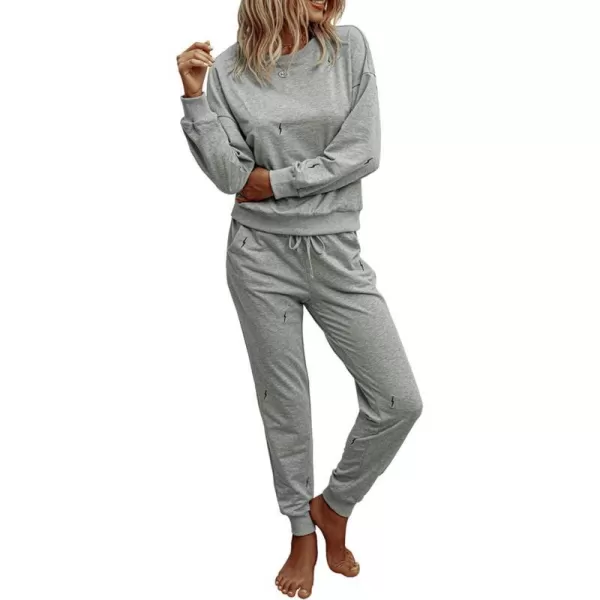 imagePRETTYGARDEN Womens Tie Dye Two Piece Tracksuit Set Long Sleeve Sweatshirt with Long PantsSolidgrey