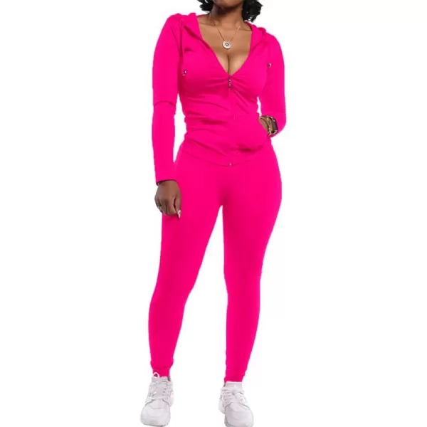 imagePRETTYGARDEN Womens Two Piece Tracksuit Set Long Sleeve Zipper Hoodie Jacket with Sweatpants Sweatsuit Jogger Workout SetPink