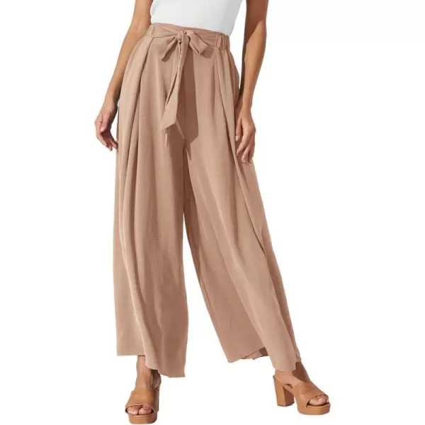 imagePRETTYGARDEN Womens Wide Leg Work Pants Business Casual High Waisted Loose Palazzo Trouser Summer ClothesCamel