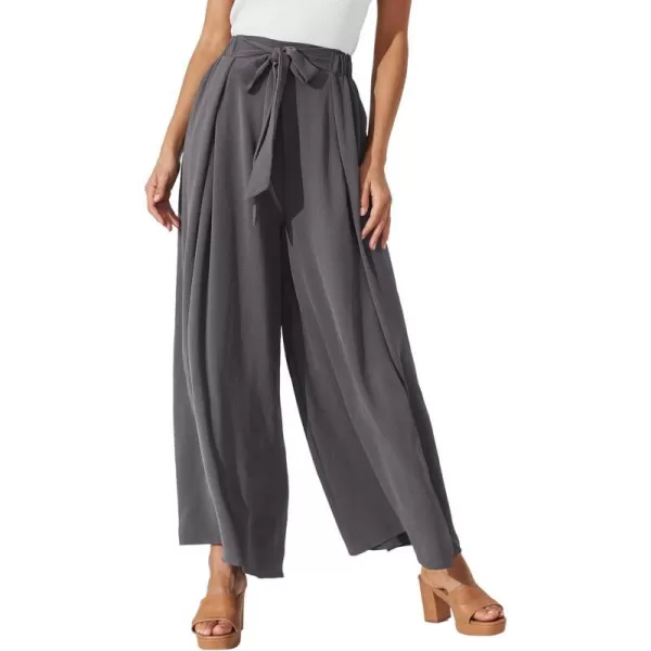 imagePRETTYGARDEN Womens Wide Leg Work Pants Business Casual High Waisted Loose Palazzo Trouser Summer ClothesDark Grey