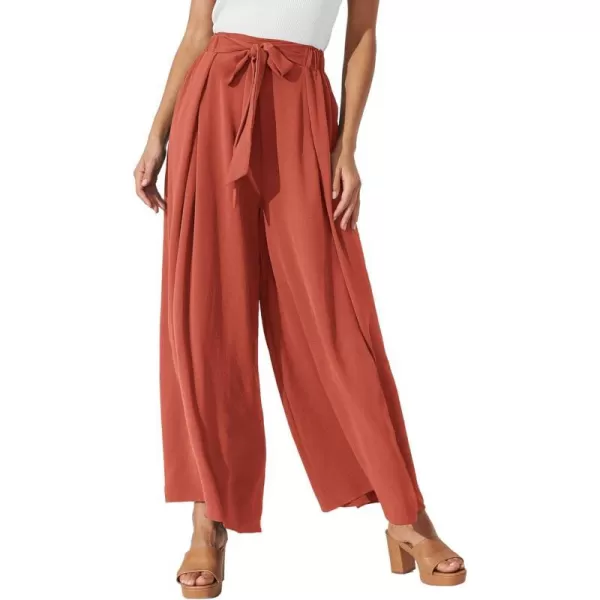 imagePRETTYGARDEN Womens Wide Leg Work Pants Business Casual High Waisted Loose Palazzo Trouser Summer ClothesOrange