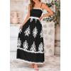 imagePRETTYGARDEN Summer Dress for Women 2025 Floral Sundress Spaghetti Strap Flowy Beach Vacation Boho Maxi DressesBlack White Floral