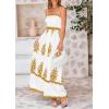 imagePRETTYGARDEN Summer Dress for Women 2025 Floral Sundress Spaghetti Strap Flowy Beach Vacation Boho Maxi DressesWhite Khaki Floral