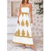 imagePRETTYGARDEN Summer Dress for Women 2025 Floral Sundress Spaghetti Strap Flowy Beach Vacation Boho Maxi DressesWhite Khaki Floral