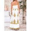 imagePRETTYGARDEN Summer Dress for Women 2025 Floral Sundress Spaghetti Strap Flowy Beach Vacation Boho Maxi DressesWhite Khaki Floral