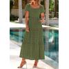 imagePRETTYGARDEN Summer Dresses for Women 2025 Eyelet Square Neck Puff Sleeve Smocked Wedding Guest Maxi Dress with PocketsArmy Green