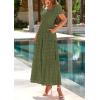 imagePRETTYGARDEN Summer Dresses for Women 2025 Eyelet Square Neck Puff Sleeve Smocked Wedding Guest Maxi Dress with PocketsArmy Green