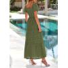 imagePRETTYGARDEN Summer Dresses for Women 2025 Eyelet Square Neck Puff Sleeve Smocked Wedding Guest Maxi Dress with PocketsArmy Green