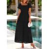imagePRETTYGARDEN Summer Dresses for Women 2025 Eyelet Square Neck Puff Sleeve Smocked Wedding Guest Maxi Dress with PocketsBlack