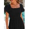 imagePRETTYGARDEN Summer Dresses for Women 2025 Eyelet Square Neck Puff Sleeve Smocked Wedding Guest Maxi Dress with PocketsBlack