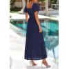 imagePRETTYGARDEN Summer Dresses for Women 2025 Eyelet Square Neck Puff Sleeve Smocked Wedding Guest Maxi Dress with PocketsNavy