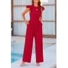 imagePRETTYGARDEN Summer Jumpsuits for Women Dressy 2025 Casual Ruffle Cap Sleeves Romper Crew Neck Rib Knit One Piece OutfitsFiery Red