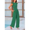 imagePRETTYGARDEN Summer Jumpsuits for Women Dressy 2025 Casual Ruffle Cap Sleeves Romper Crew Neck Rib Knit One Piece OutfitsGreen