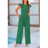 imagePRETTYGARDEN Summer Jumpsuits for Women Dressy 2025 Casual Ruffle Cap Sleeves Romper Crew Neck Rib Knit One Piece OutfitsGreen