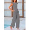 imagePRETTYGARDEN Summer Jumpsuits for Women Dressy 2025 Casual Ruffle Cap Sleeves Romper Crew Neck Rib Knit One Piece OutfitsGrey