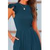 imagePRETTYGARDEN Summer Jumpsuits for Women Dressy 2025 Casual Ruffle Cap Sleeves Romper Crew Neck Rib Knit One Piece OutfitsLake Blue