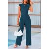 imagePRETTYGARDEN Summer Jumpsuits for Women Dressy 2025 Casual Ruffle Cap Sleeves Romper Crew Neck Rib Knit One Piece OutfitsLake Blue