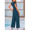 imagePRETTYGARDEN Summer Jumpsuits for Women Dressy 2025 Casual Ruffle Cap Sleeves Romper Crew Neck Rib Knit One Piece OutfitsLake Blue