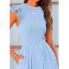 imagePRETTYGARDEN Summer Jumpsuits for Women Dressy 2025 Casual Ruffle Cap Sleeves Romper Crew Neck Rib Knit One Piece OutfitsLight Blue