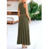 imagePRETTYGARDEN Womens 2 Piece Maxi Skirt Sets Casual Summer Knit Cropped Tank Top High Waisted Long Skirts OutfitArmy Green
