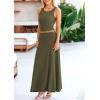 imagePRETTYGARDEN Womens 2 Piece Maxi Skirt Sets Casual Summer Knit Cropped Tank Top High Waisted Long Skirts OutfitArmy Green