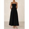 imagePRETTYGARDEN Womens Smocked Maxi Dresses 2025 Summer Beach Sundress Casual Spaghetti Strap Swing A Line Long Flowy DressBlack
