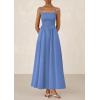 imagePRETTYGARDEN Womens Smocked Maxi Dresses 2025 Summer Beach Sundress Casual Spaghetti Strap Swing A Line Long Flowy DressBlue