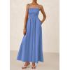 imagePRETTYGARDEN Womens Smocked Maxi Dresses 2025 Summer Beach Sundress Casual Spaghetti Strap Swing A Line Long Flowy DressBlue