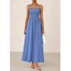 imagePRETTYGARDEN Womens Smocked Maxi Dresses 2025 Summer Beach Sundress Casual Spaghetti Strap Swing A Line Long Flowy DressBlue