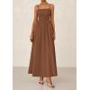 imagePRETTYGARDEN Womens Smocked Maxi Dresses 2025 Summer Beach Sundress Casual Spaghetti Strap Swing A Line Long Flowy DressBrown