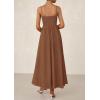 imagePRETTYGARDEN Womens Smocked Maxi Dresses 2025 Summer Beach Sundress Casual Spaghetti Strap Swing A Line Long Flowy DressBrown