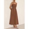 imagePRETTYGARDEN Womens Smocked Maxi Dresses 2025 Summer Beach Sundress Casual Spaghetti Strap Swing A Line Long Flowy DressBrown